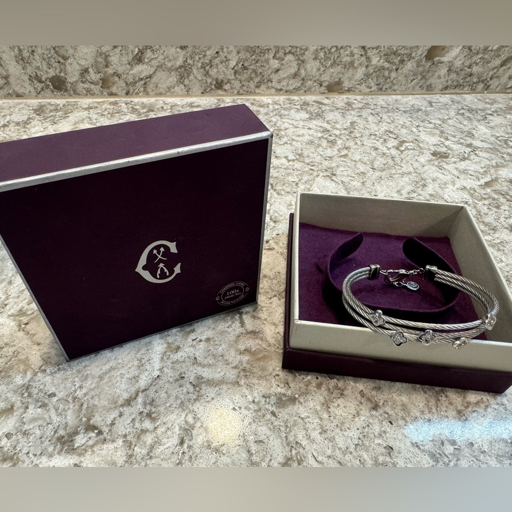 Charriol MALIA Stainless Steel 3 Cable Bracelet With Stones Sz SM - Picture 4 of 12